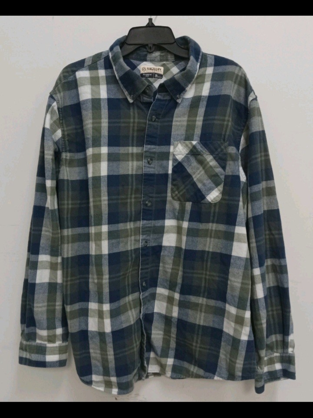 Magellan Outdoors Blue, Green & White Plaid Button-Down Shirt